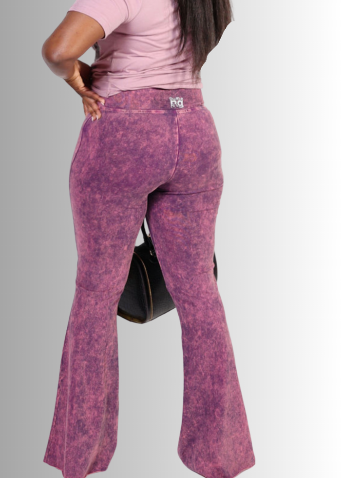 Stonewash High Waist Flare Pant
