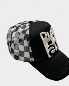 Fast Lane Checker | Trucker Hat | White Edition | By Duffle Bag Apparel — view 3
