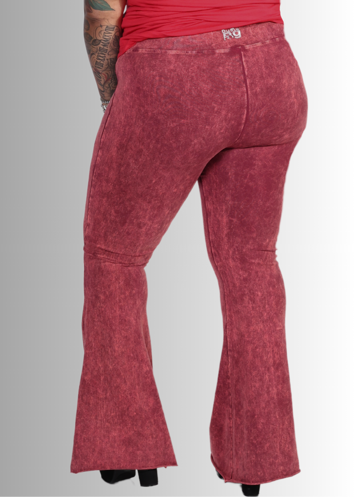 Stonewash High Waist Flare Pant
