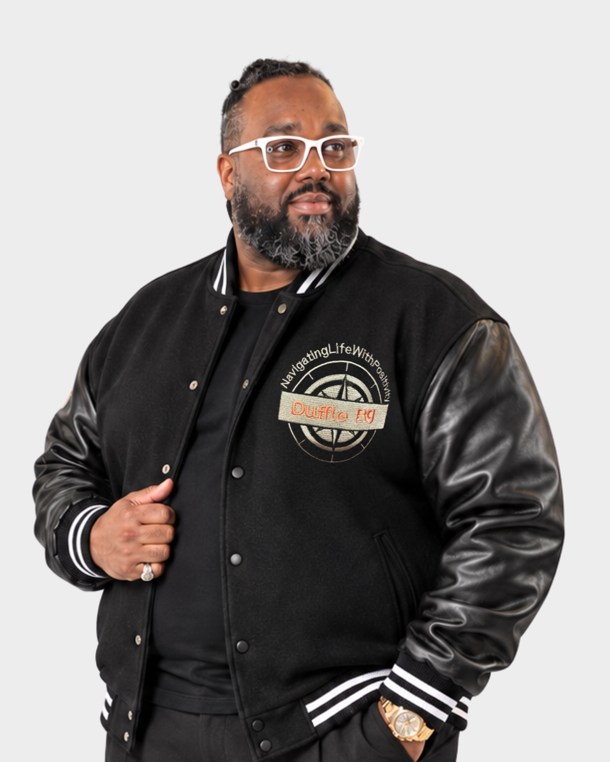 Varsity N.A.V | Heavyweight Black Jacket | By Duffle Bag Apparel