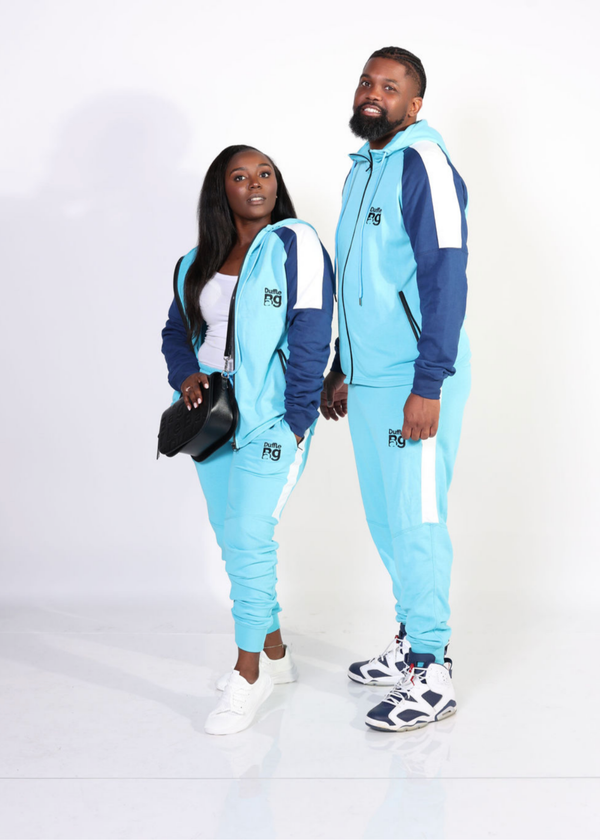 Duffle Bag Flex Tracksuit in blue with modern athletic fit and tailored style.