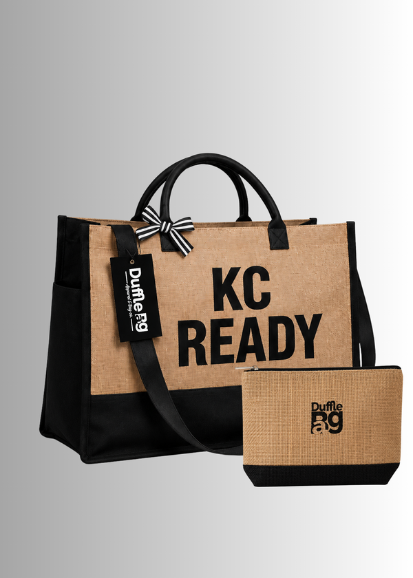 KC Ready™ Burlap Market Tote + Essential Pouch
