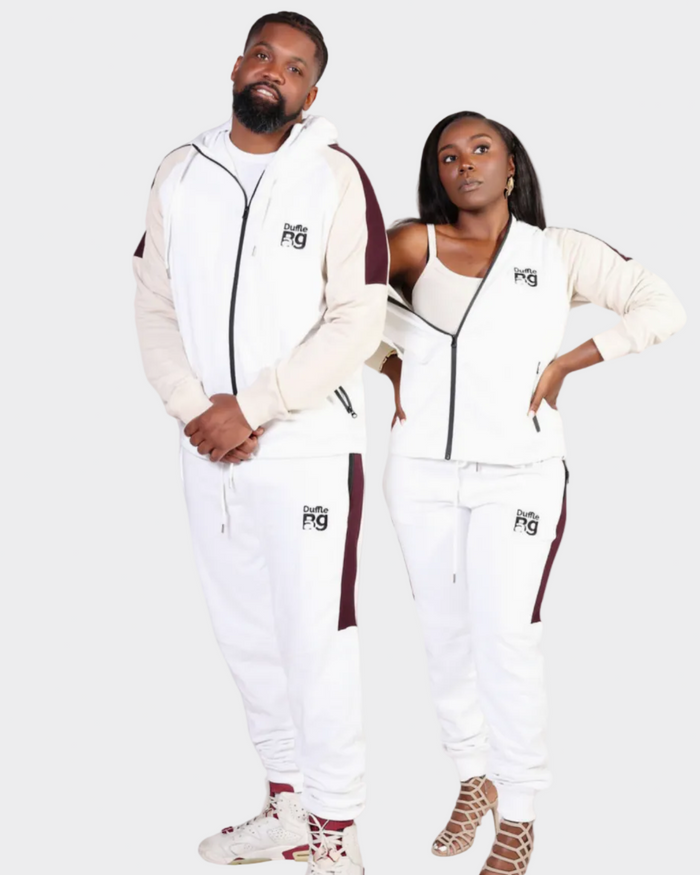 Duffle Bag Flex Tracksuit | Unisex | Burgundy & White