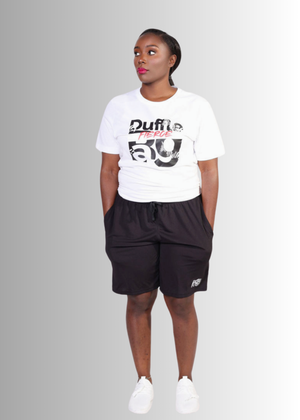 Zebra Empowerment Tee with bold red lettering and zebra print design.
