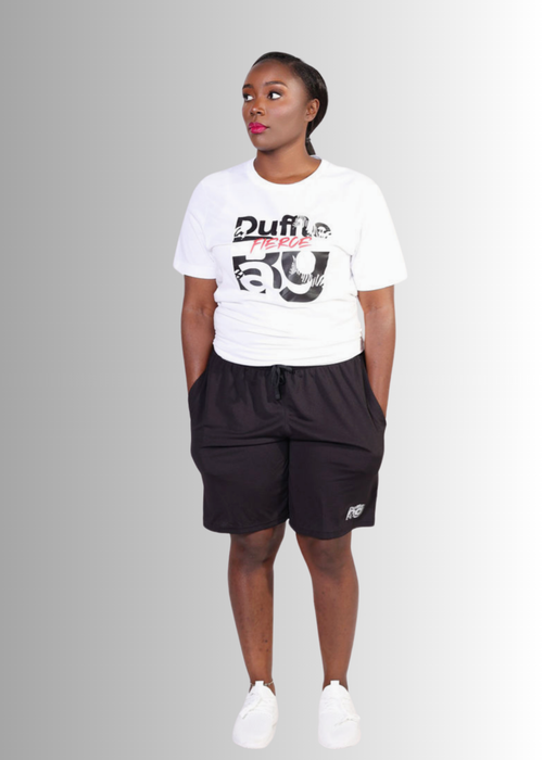 Zebra Empowerment Tee with bold red lettering and zebra print design.
