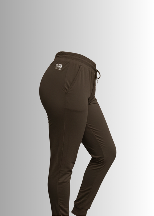 Black Perfect Fit Stretch Jogger Pants with elastic waistband and ribbed ankle cuffs for comfort and style