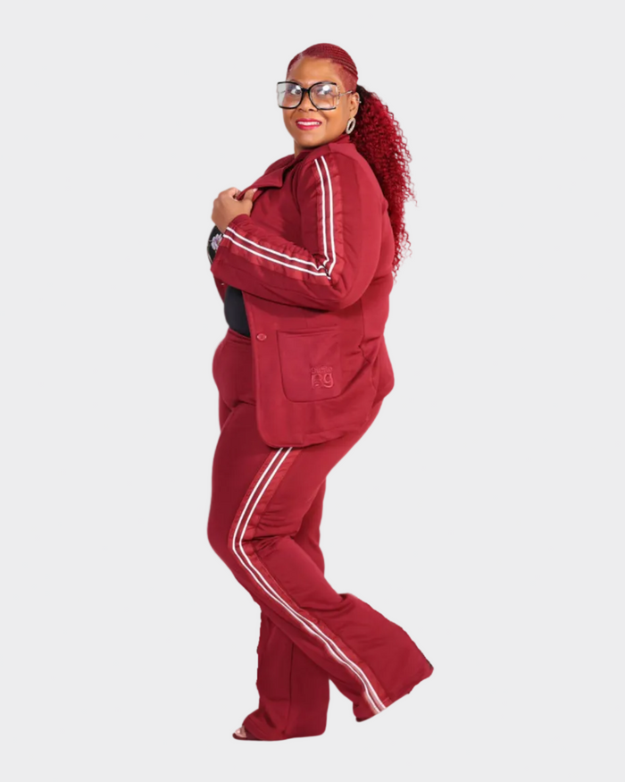 The PowerPlay | Burgundy Blazer Track Set | By Duffle Bag Apparel