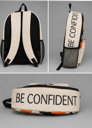 Fierce Backpack with bold "Be Confident" affirmation and water-resistant durable design