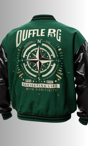 Varsity N.A.V | Heavy Weight Green Jacket | By Duffle Bag Apparel