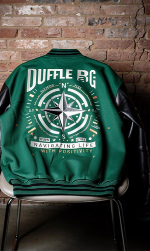 Varsity N.A.V | Heavy Weight Green Jacket | By Duffle Bag Apparel