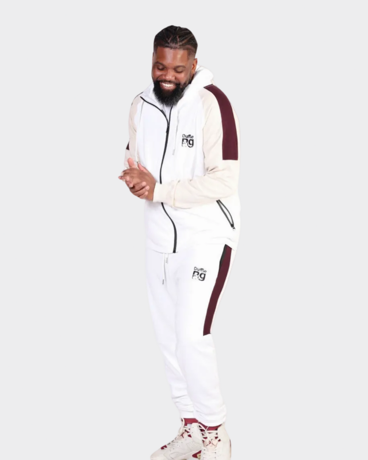 Duffle Bag Flex Tracksuit | Unisex | Burgundy & White