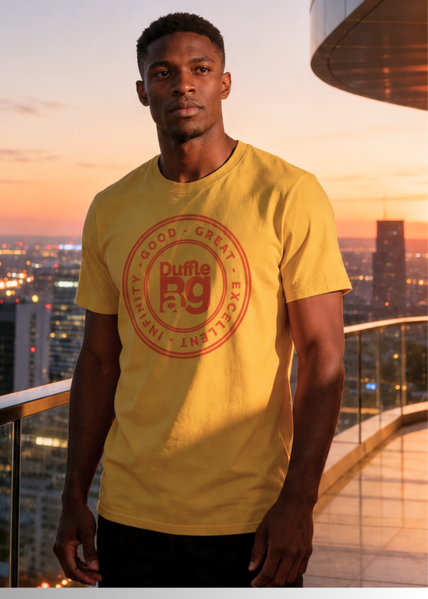 #yellow Good Slim Fit Tee by Duffle Bag, unisex relaxed fit tee made of 50% polyester and 50% cotton.