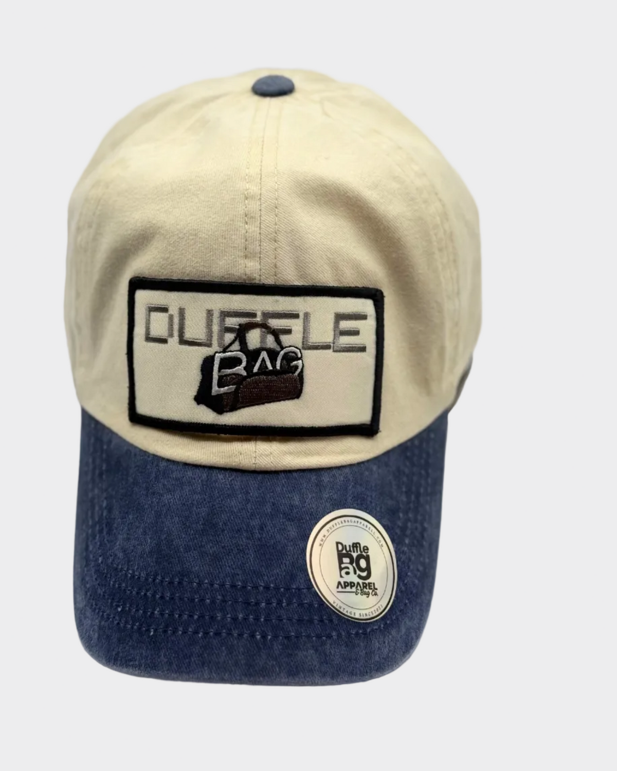 Cream & Denim Distressed Dad Hat | Duffle Bag Edition