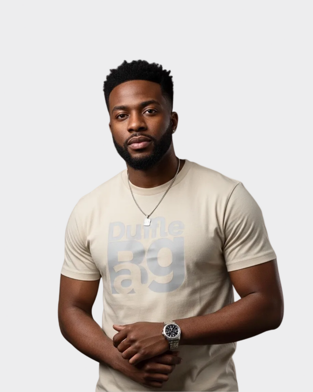 Unisex tee with reflective Duffle Bag logo front graphic and comfortable fit