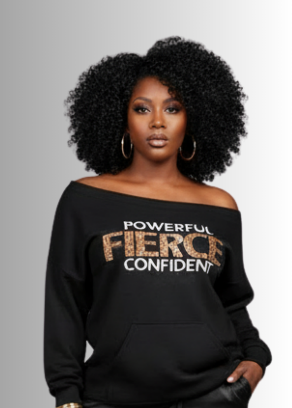Fierce | Off the Shoulders Sweatshirt | by Duffle Bag Apparel