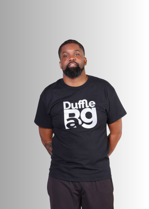 Unisex tee with reflective Duffle Bag logo front graphic on soft breathable fabric