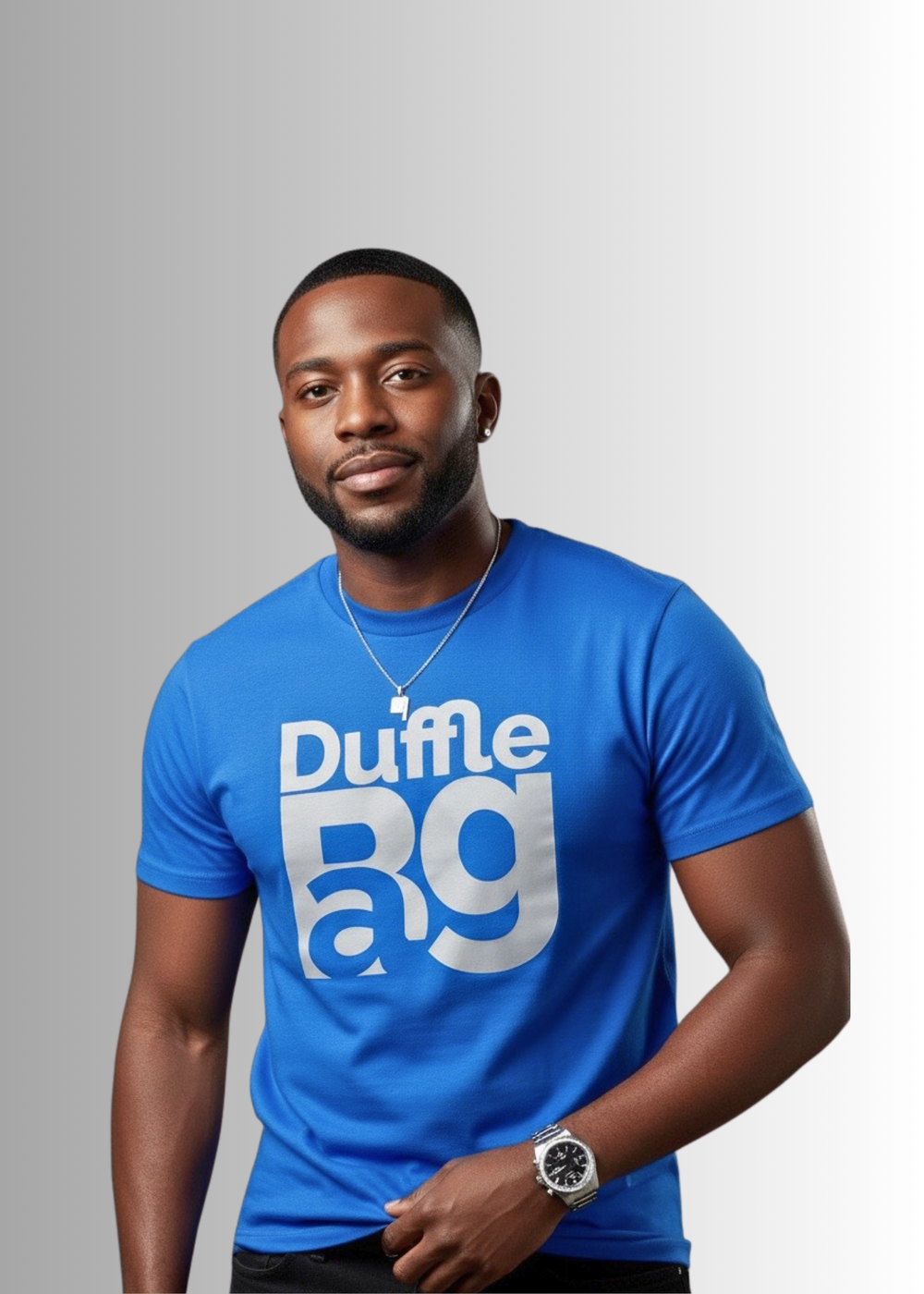 Unisex tee with reflective Duffle Bag logo front graphic and comfortable fit