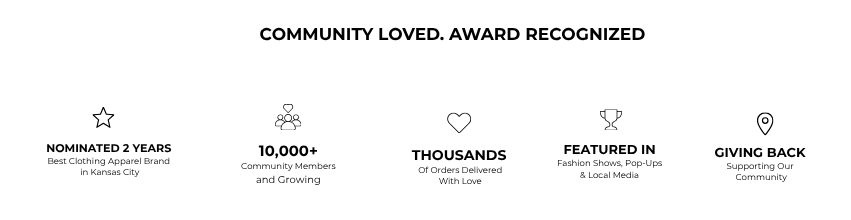 List of community achievements with icons and text on a white background