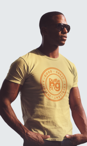 Unisex classic fit glow in the dark tee with vibrant yellow and orange design.